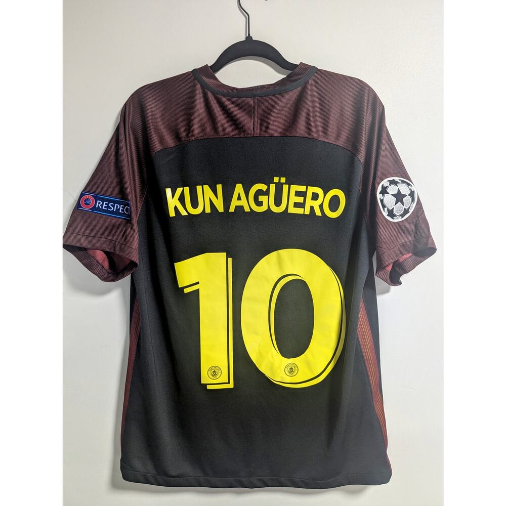 Manchester City Aguero Jersey Large UCL Soccer Shirt